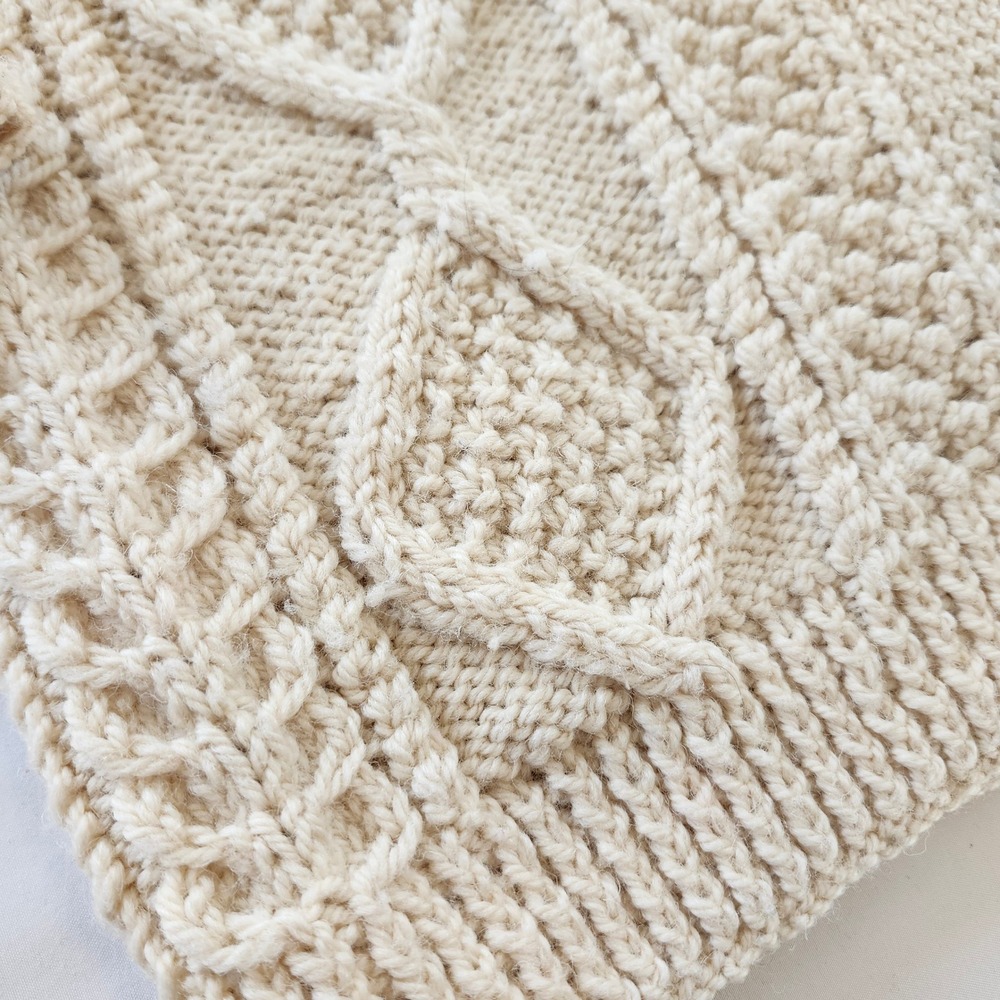 Cream Cable Knit Irish Fisherman Wool Cardigan Sweater Button Up Women Small XS - Picture 5 of 5